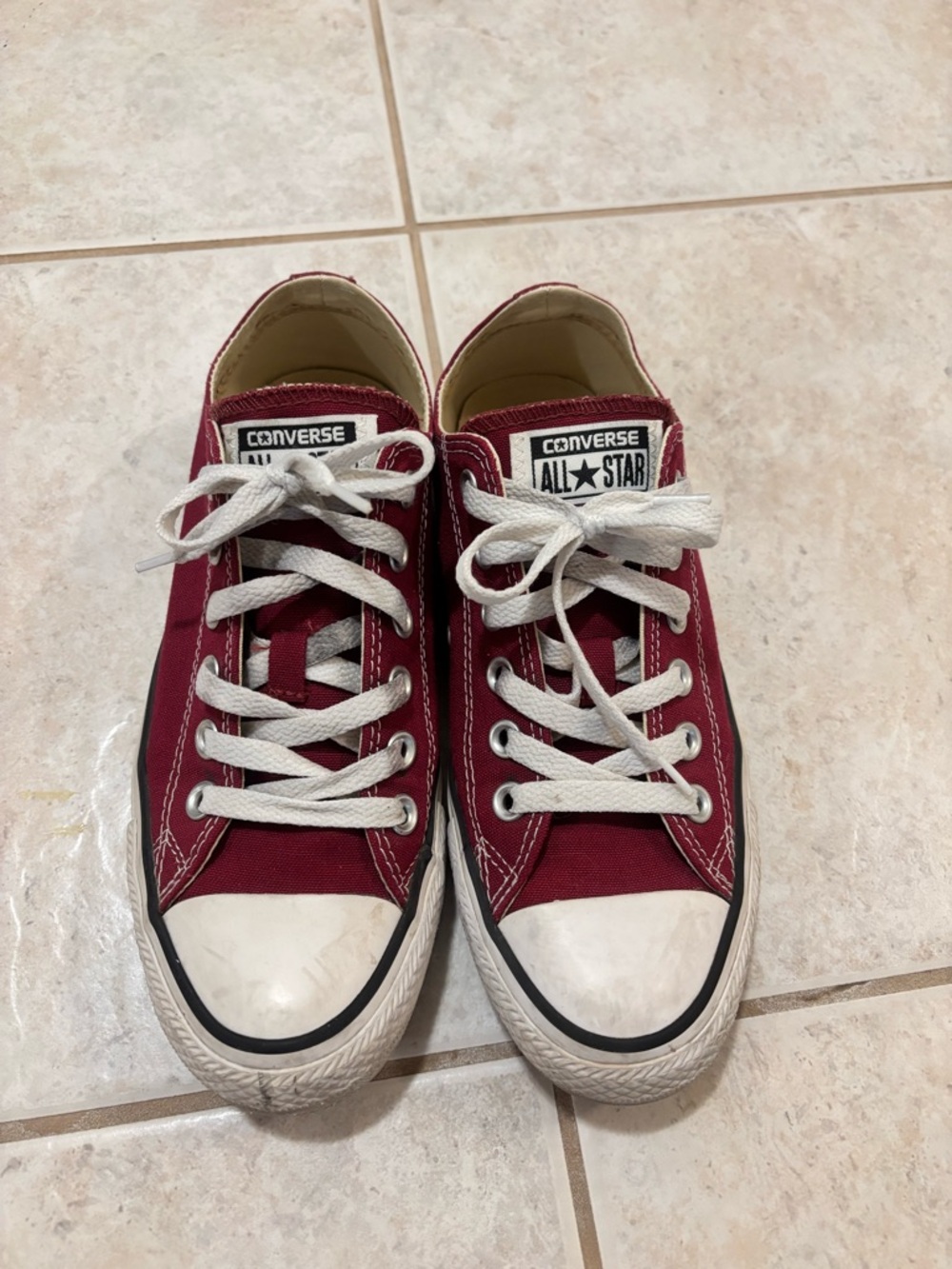 Converse Low Top Sneakers - Burgundy and White